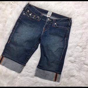 True Religion Dark Blue Denim Bermuda Shorts